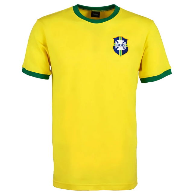 Player Brazil 1970'S World Cup Retro T-Shirt - Yellow/Green