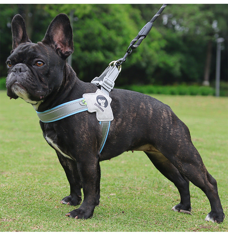 Durable Lightlatch No Pull Frenchie Reflective Harness for Outdoor Use