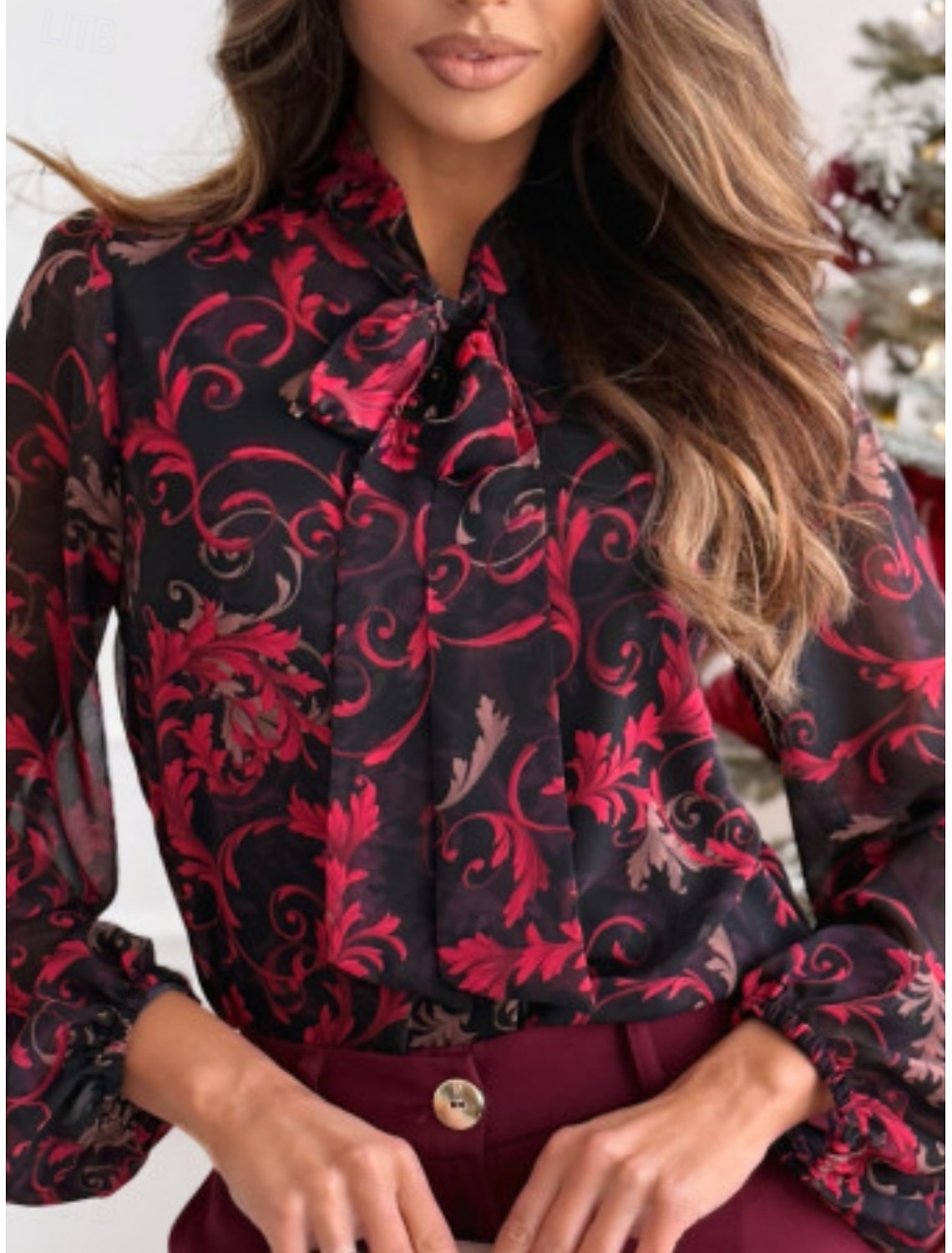 Women's Shirt Blouse Casual Floral Regular Tops Long Sleeve Turtleneck Buttons Print Regular Fit Daily Spring & Fall