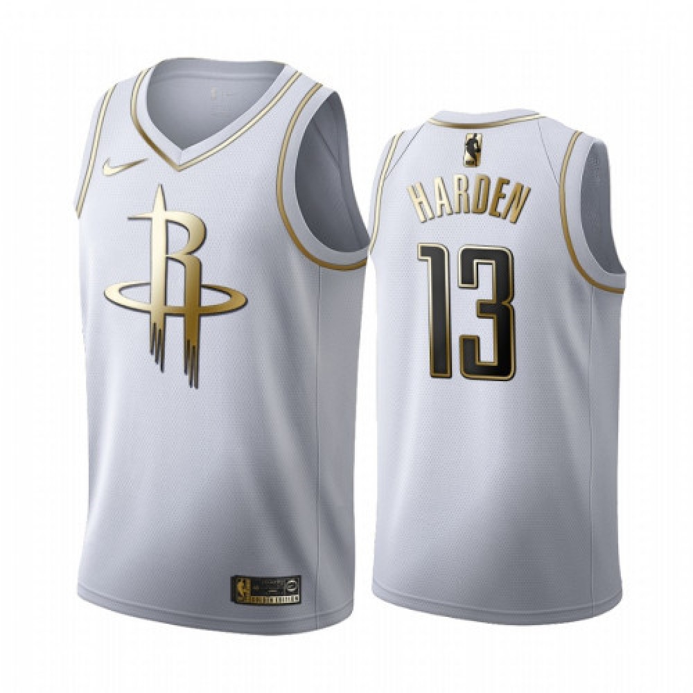 Durable Houston Rockets James Harden13 White Jersey - Golden Edition