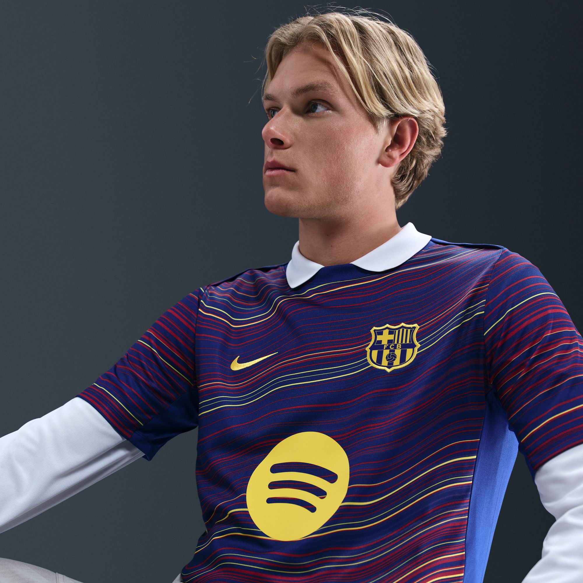 [SJH] Barcelona Home 2025/26 Academy Pro Pre-Match Jersey Top - Navy