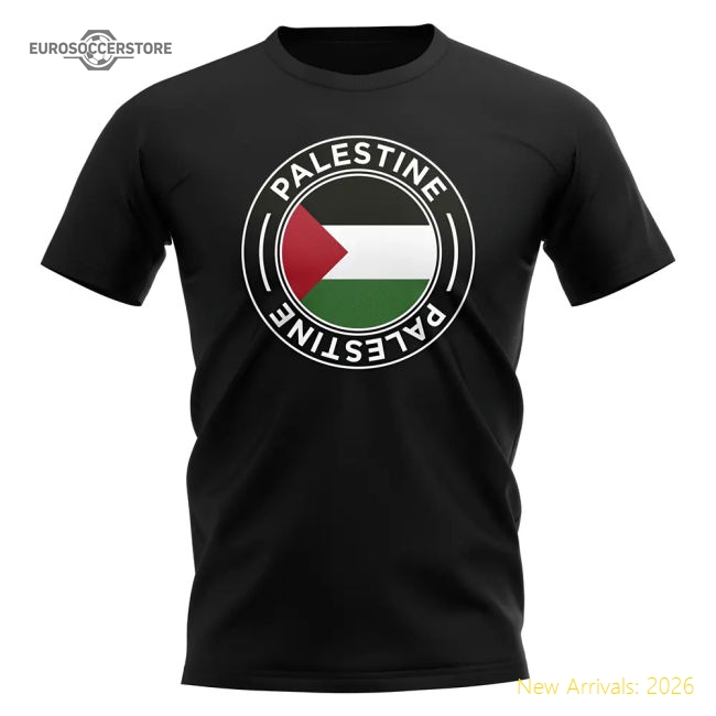 Top-grade Palestine Football Badge T-shirt (black) - Supporter Edition