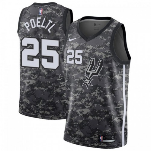 SAS #25 Jakob Poeltl Premium 2018 City NBA Jersey - Black Swingman