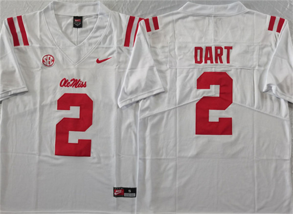 Men's None White 2024 game jersey Jaxson Dart #2 high quality Jersey