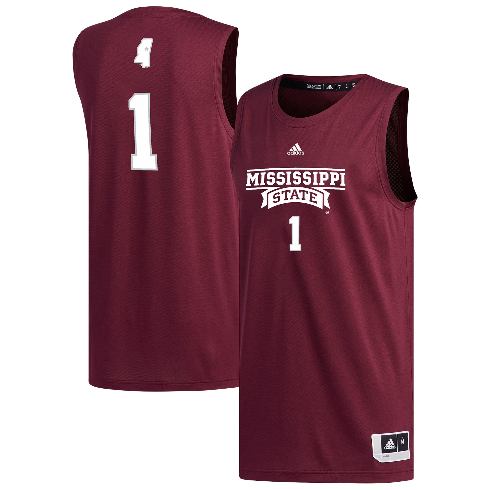 #1 Mississippi State Bulldogs adidas Replica Basketball Jersey - Maroon