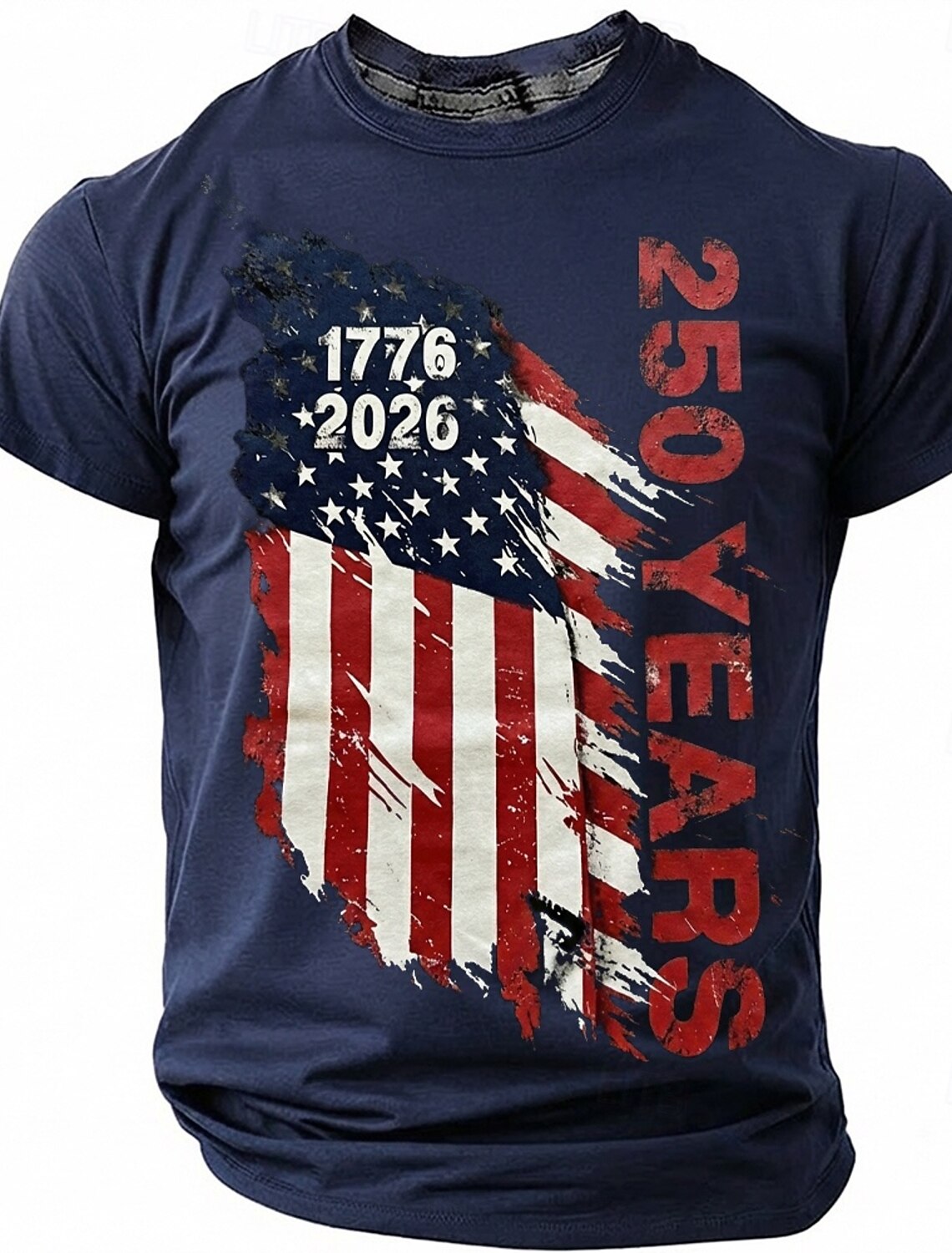 4th of July 2026 250th Men's American US Flag T Shirt Short Sleeve T shirt 3D Print Crew Neck Shirt Vintage Retro Patriotic Daily Festival Blue Light Blue Lake Blue Summer Spring Clothing Apparel S M