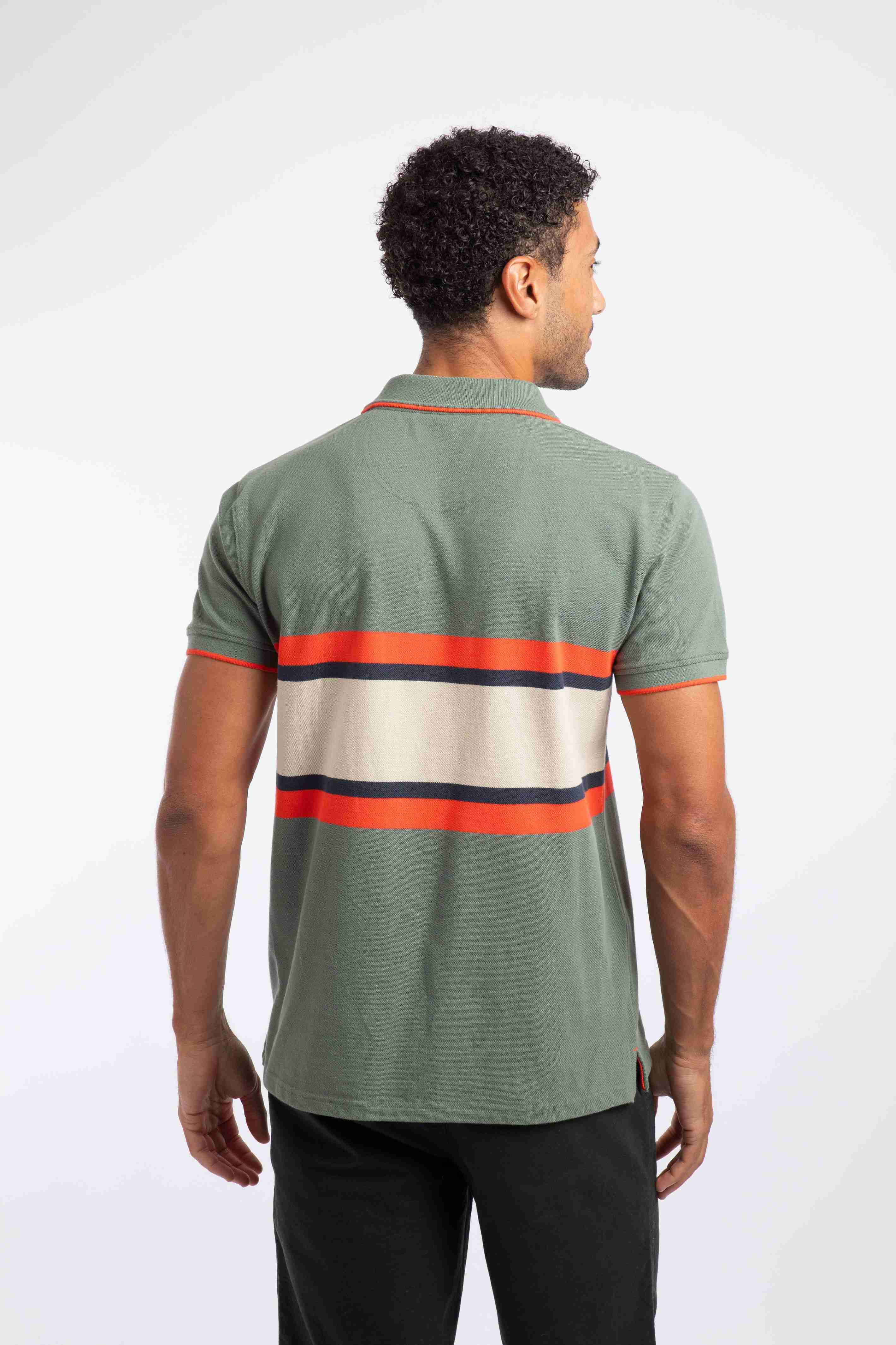 Bradbury Pique Stripe Polo Shirt Woodland Sage