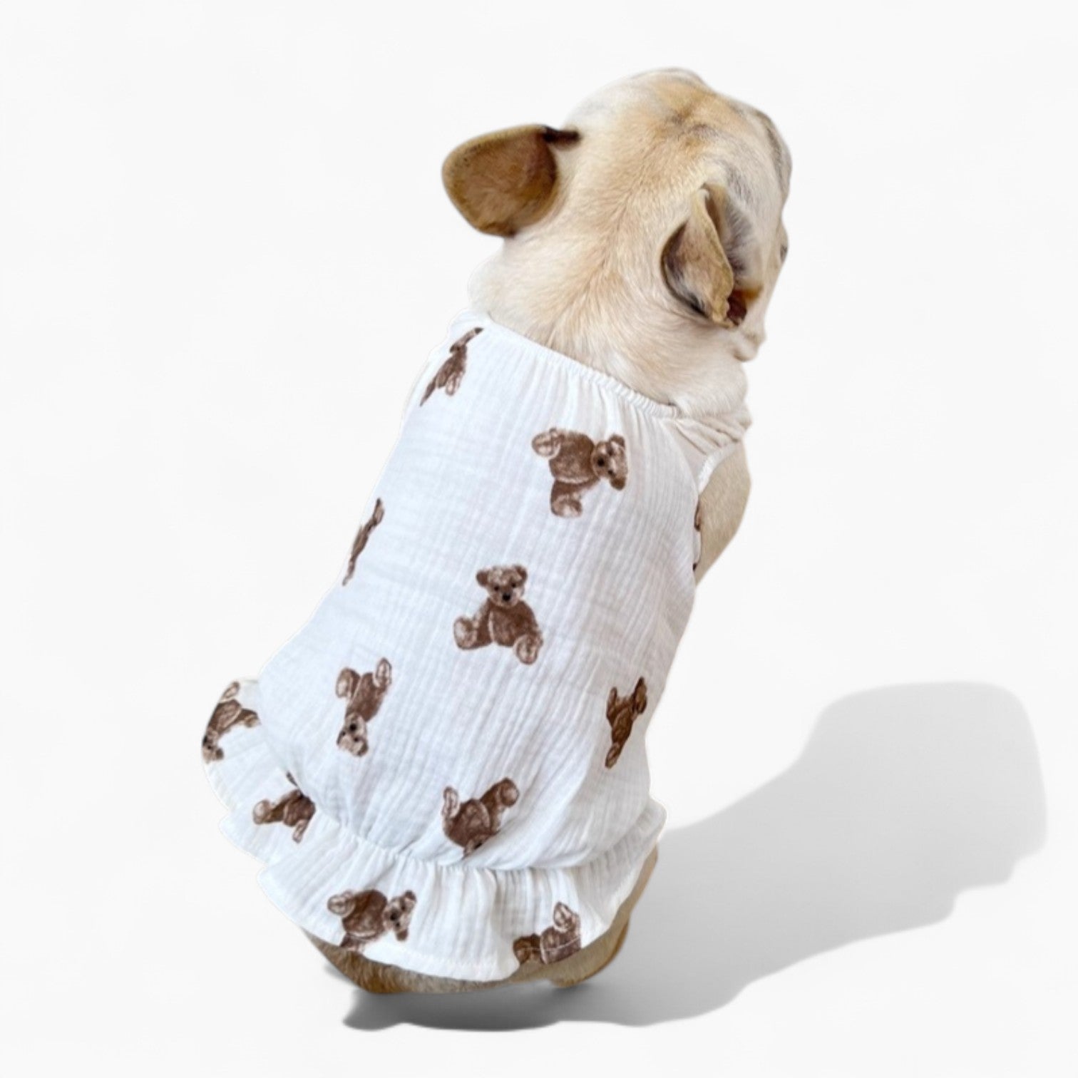 ChicRuff Frenchie Summer Cotton Dress – Breathable Ruffle Skirt Vest Outfit