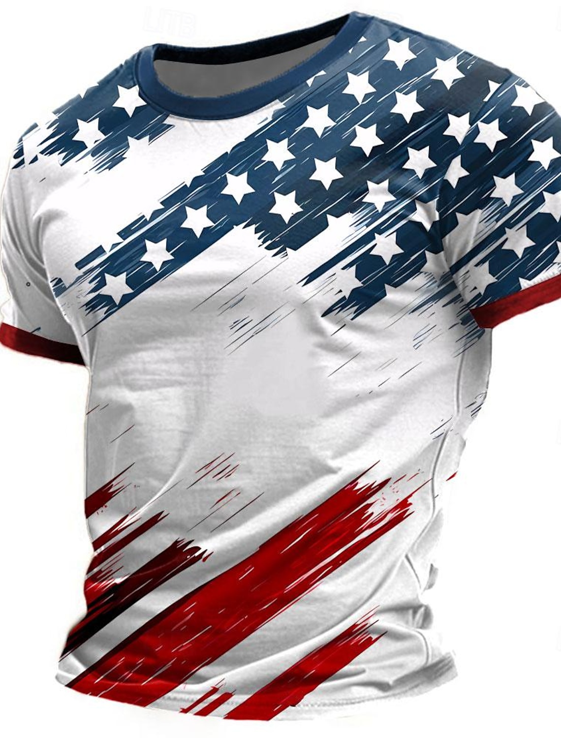 4th of July 2026 250th Memorial Day Men's Patriotic Patriot 3D Print American Flag Veteran Crew Neck Short Sleeve T-Shirt Street
