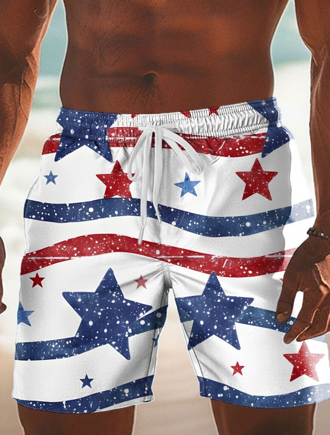 Independence Day Men's 4th of July U.S. 250th Anniversary Patriotic USA Flag Lined Shorts 2 in 1 Board Shorts Swim Trunks Mid Waist Holiday Side Pockets With Compression Liner Elastic Drawstring Waist