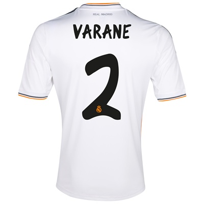 13-14 Real Madrid 2 Varane White Home Soccer Jersey Shirt - Official