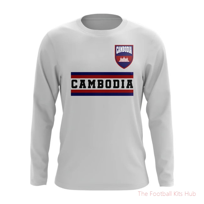 Cambodia Core Football Country Long Sleeve T-Shirt (White)