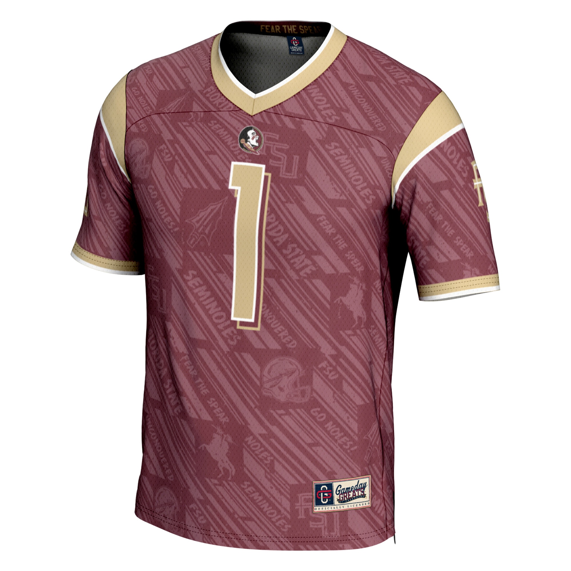 [NJP] Florida State Seminoles #1 GameDay Greats Garnet Highlight Print Football Fashion Jersey