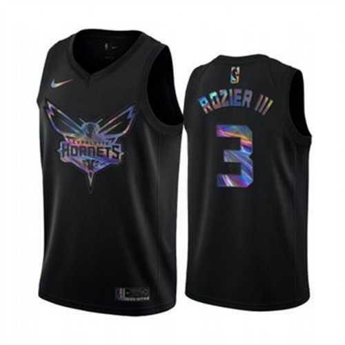 Black Nike Charlotte Hornets #3 Nets Jersey - Moisture-Wicking