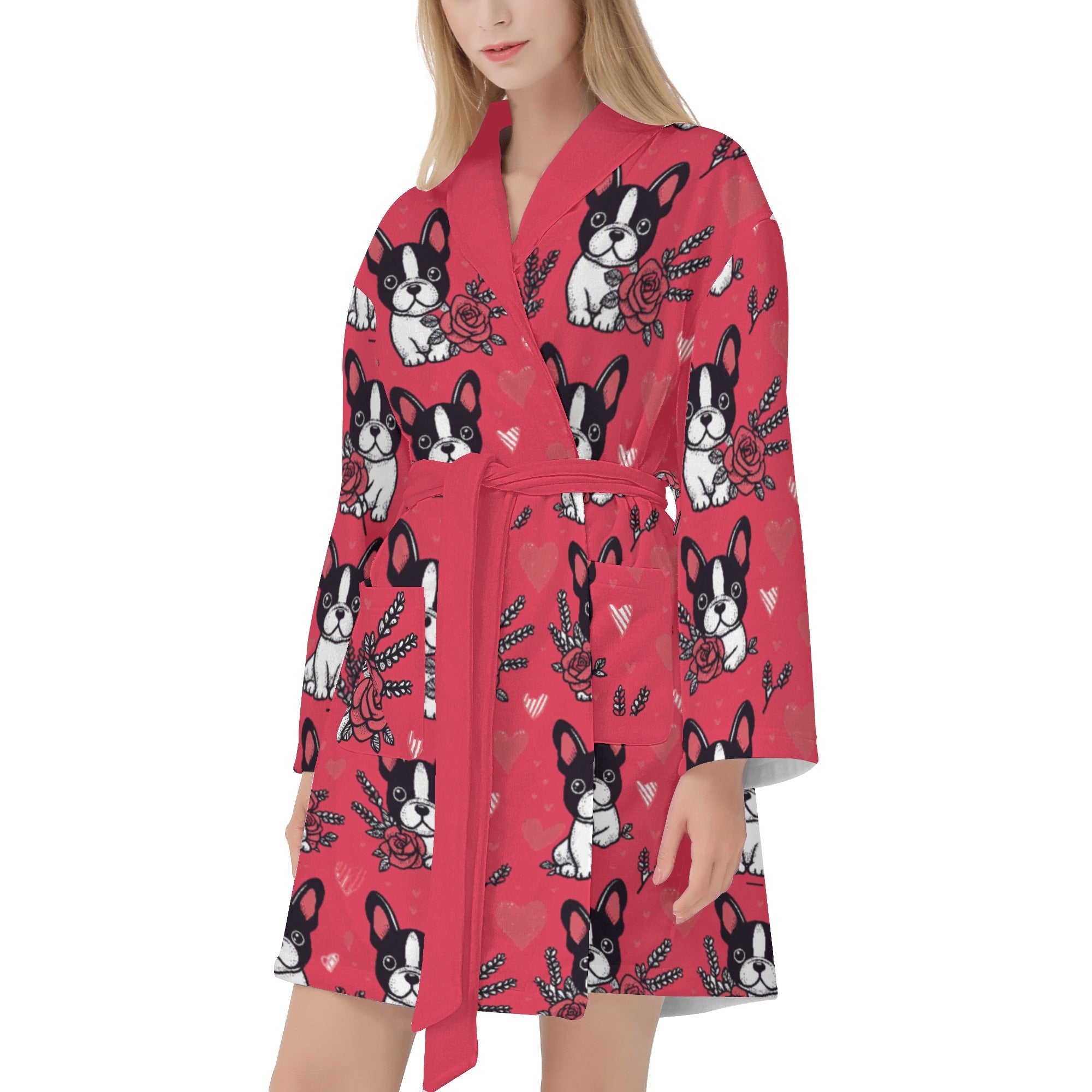 Frenchie-Fan Lifestyle-Driven Riley - Women Bathrobe for Home Use