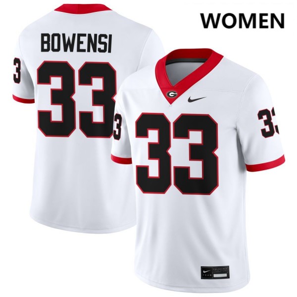 Women Georgia Bulldogs #33 Chauncey Bowens White Nike Stitch Jerseys