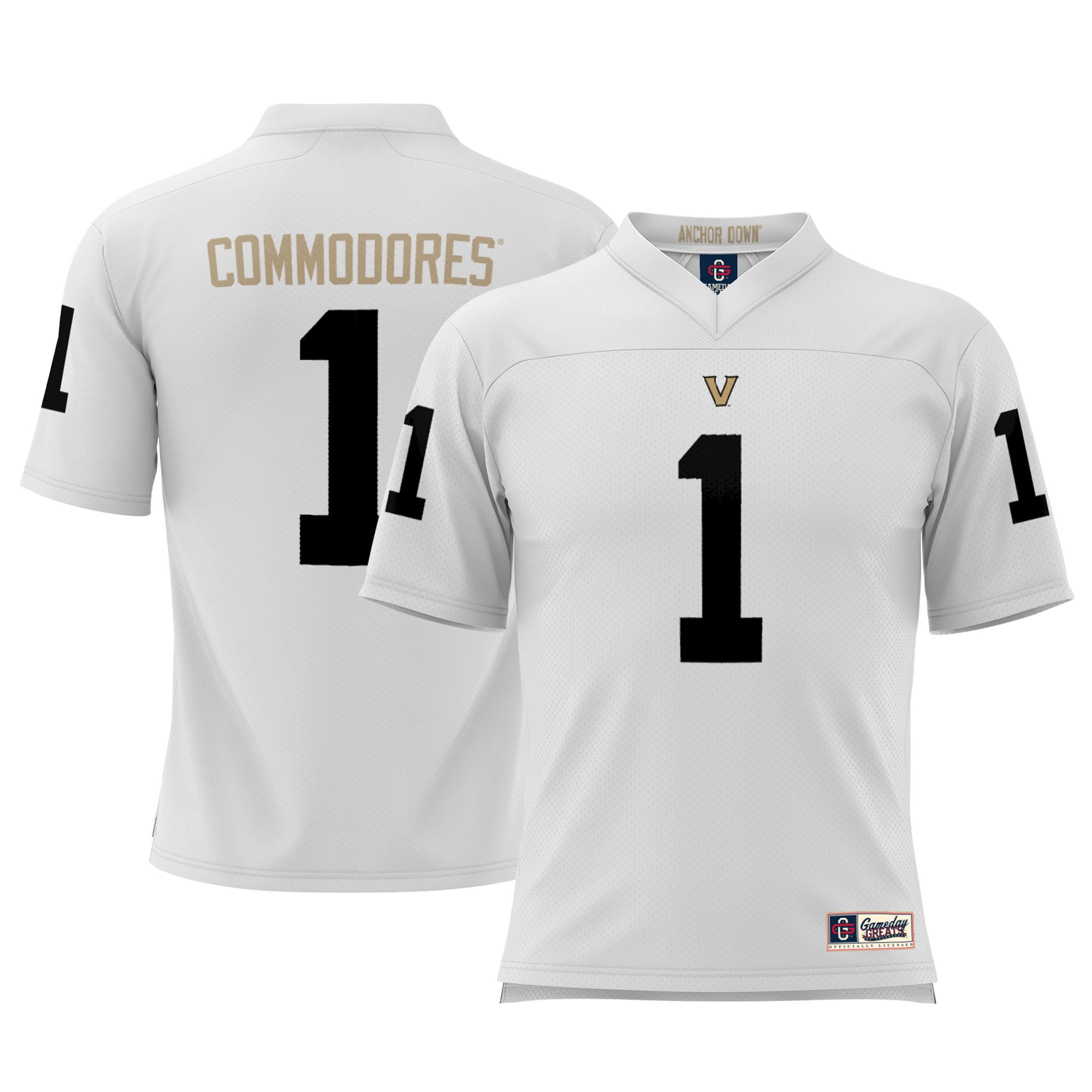 Youth #1 White Vanderbilt Commodores Football Jersey