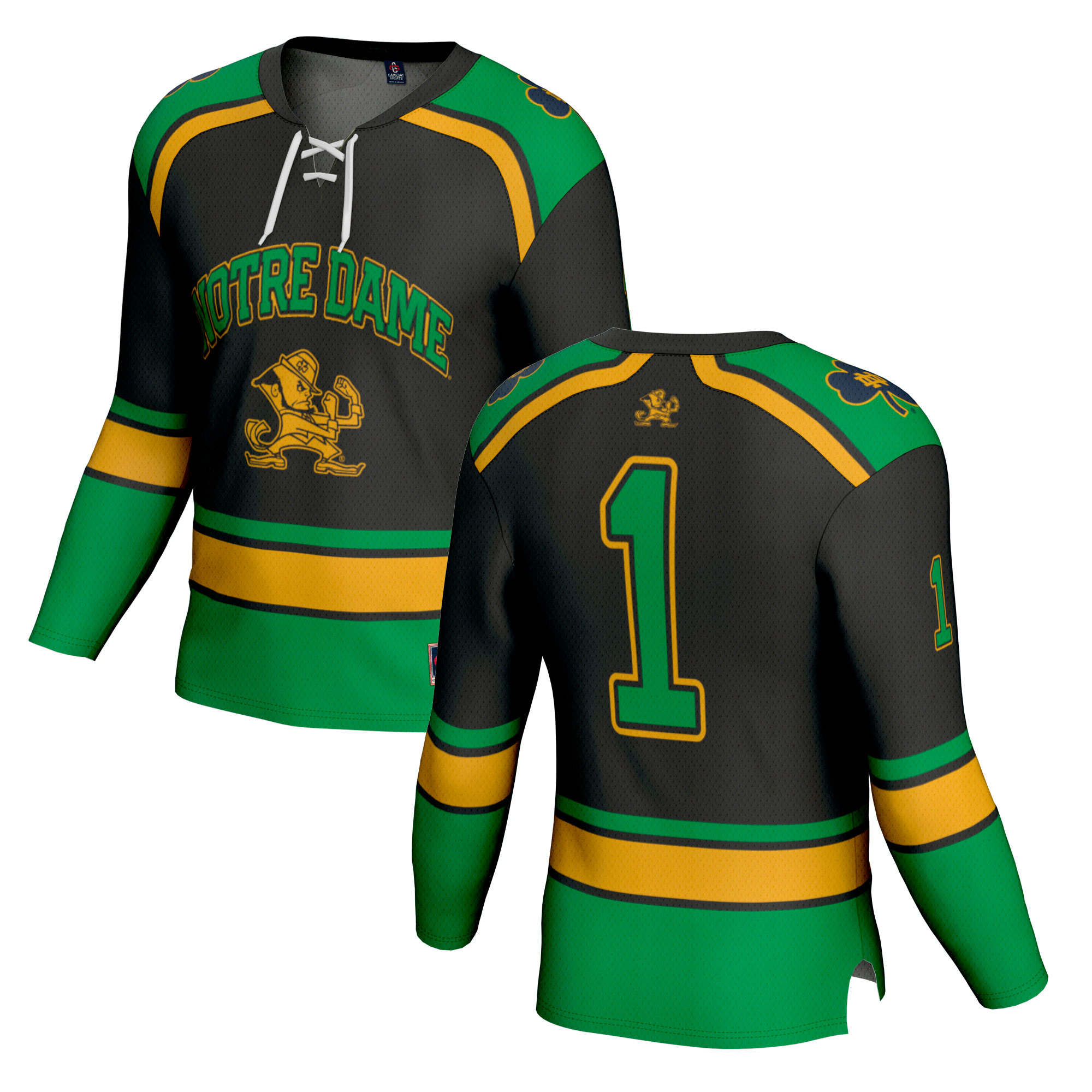 [NJP] Notre Dame Fighting Irish GameDay Greats Youth Lightweight Collegiate Hockey Fashion Jersey - Black