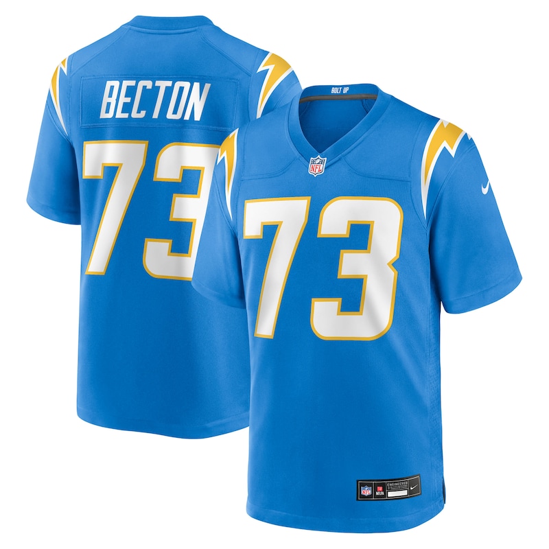 None Mekhi Becton LA Chargers Energetic Pro-Level Jersey Game Day Wear