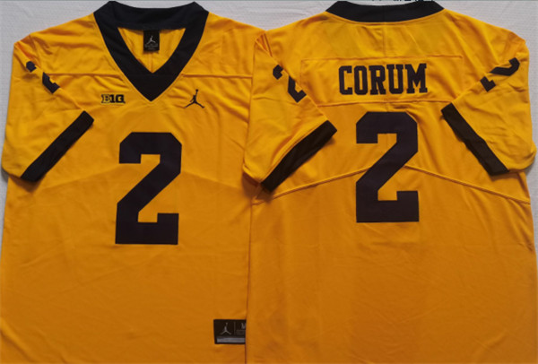 Men's UM Wolverines Yellow 2024 alternate jersey None #2 game jersey
