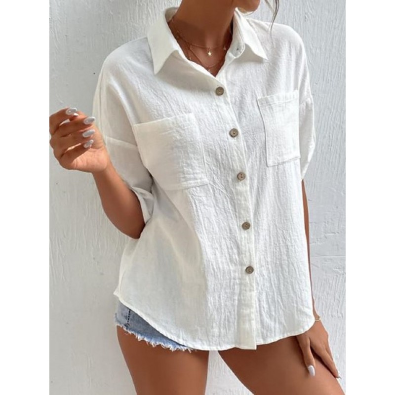Button Down Front Pockets Shirt AX6591