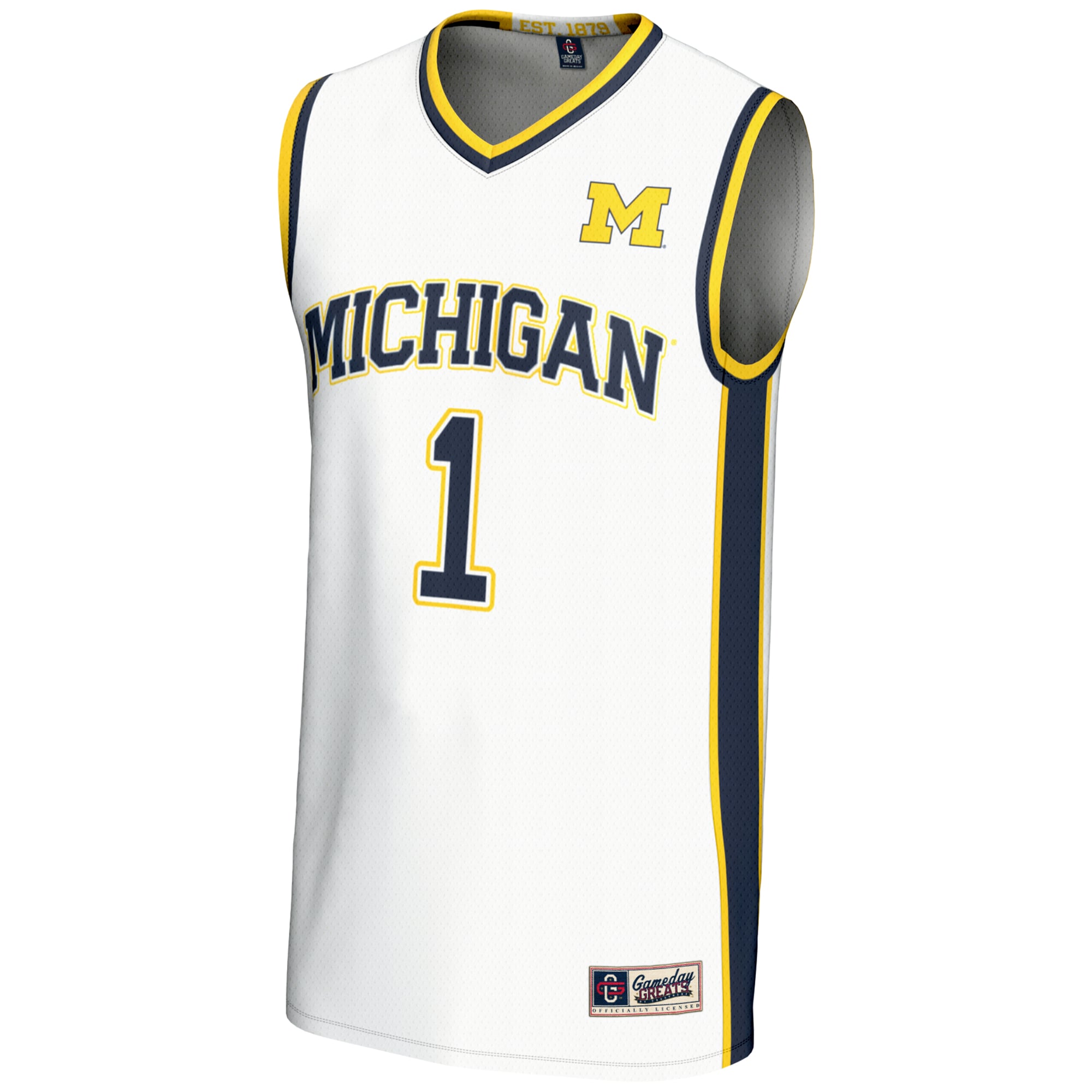 #1 Michigan Wolverines GameDay Greats Unisex Lightweight Basketball Jersey - White