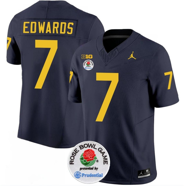Men's UM Wolverines Blue 2023 official Donovan Edwards #7 match worn