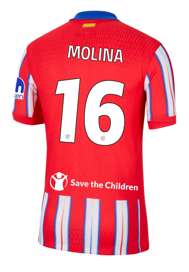 Atletico Madrid's 24-25 Champions League Home Jersey with MOLINA 16