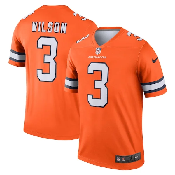 None Russell Wilson  Jersey - Orange | NFL Player Jersey | NFL Footbal