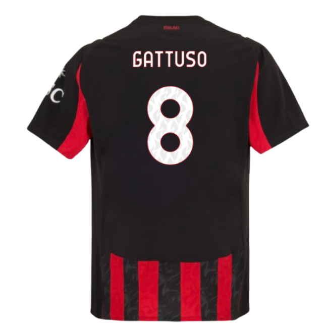 2025-2026 AC Milan Home Kit (Gattuso 8) | Authentic | Comfortable