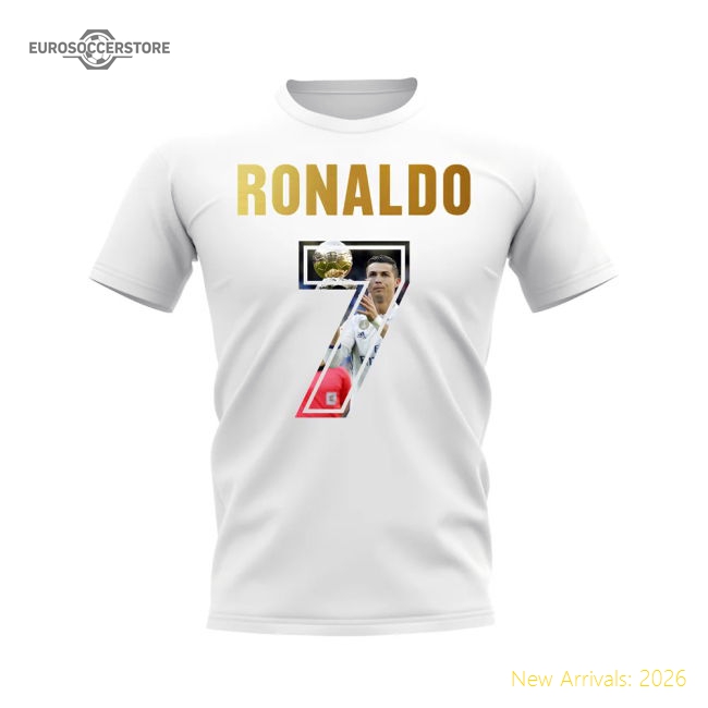 Top-grade Cristiano Ronaldo Name And Number Real Madrid T-shirt (wh
