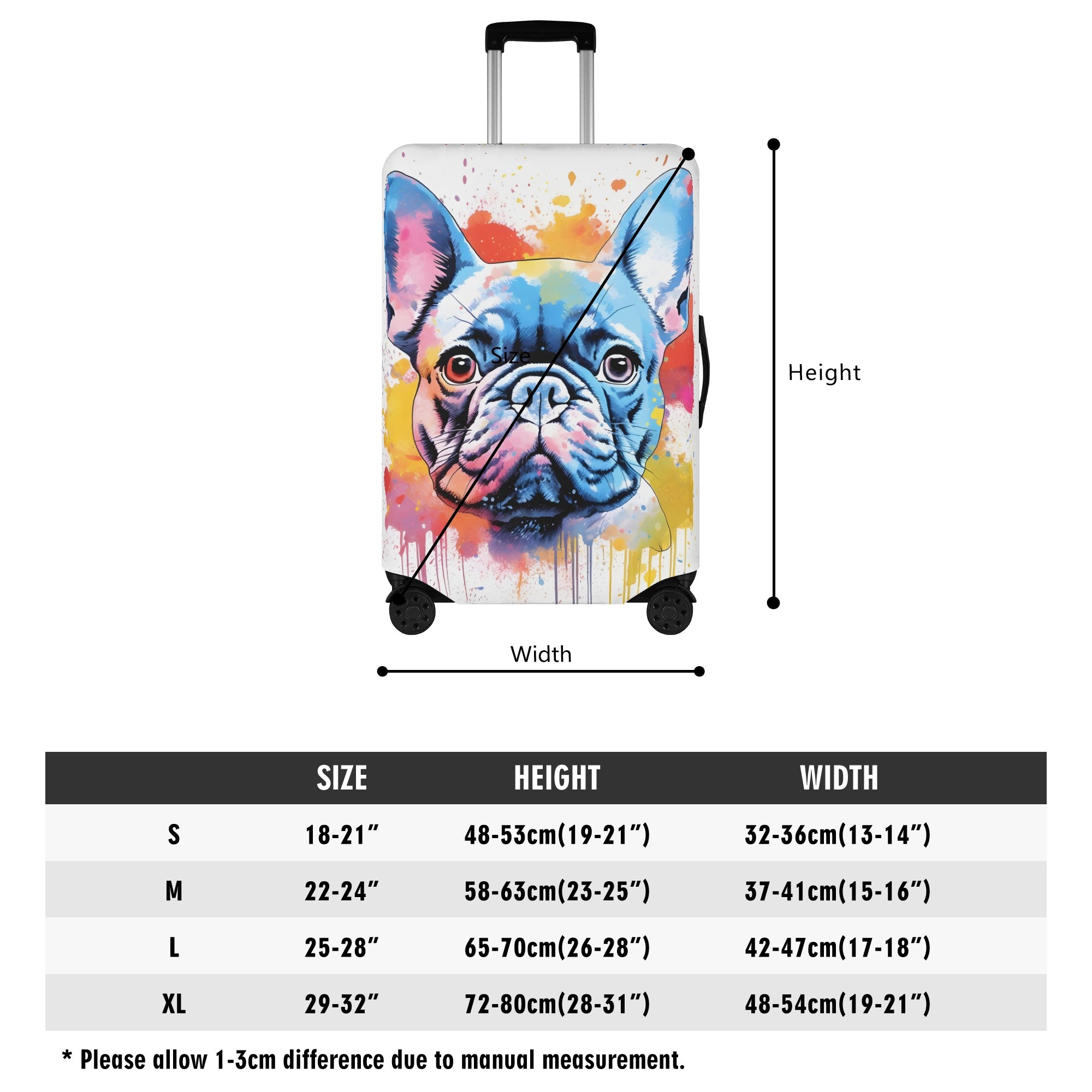 Durable Durable Safe Hugo - Frenchie Luggage Cover Summer Wear