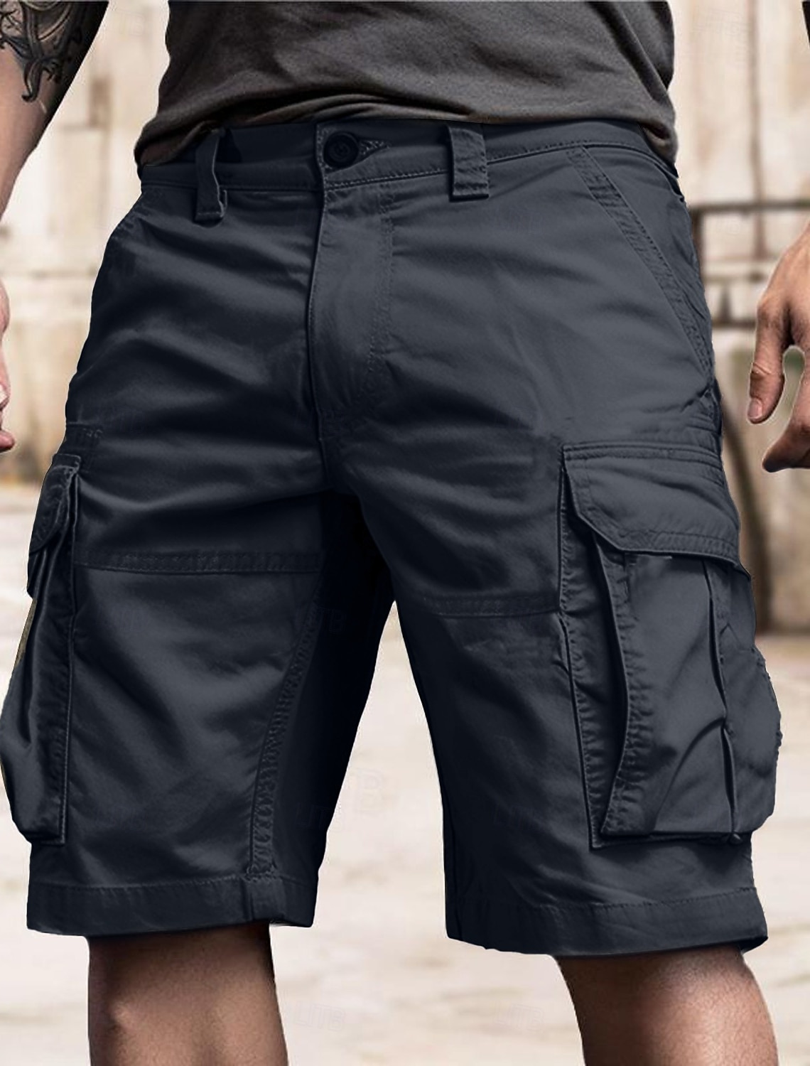 Men's Tactical Shorts Cargo Buttons Multi Pocket Plain Wearable Sho #1