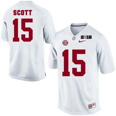 Men's Bama Crimson Tide White 2016 official None #15 embroidered