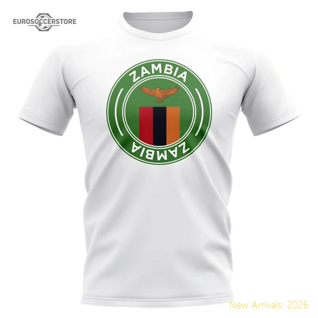 Premium-grade Zambia Football Badge T-shirt (white) - Reasonable Price