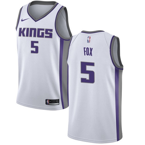 White Nike Sacramento Kings #5 Jersey - Quick-Dry Basketball Jersey