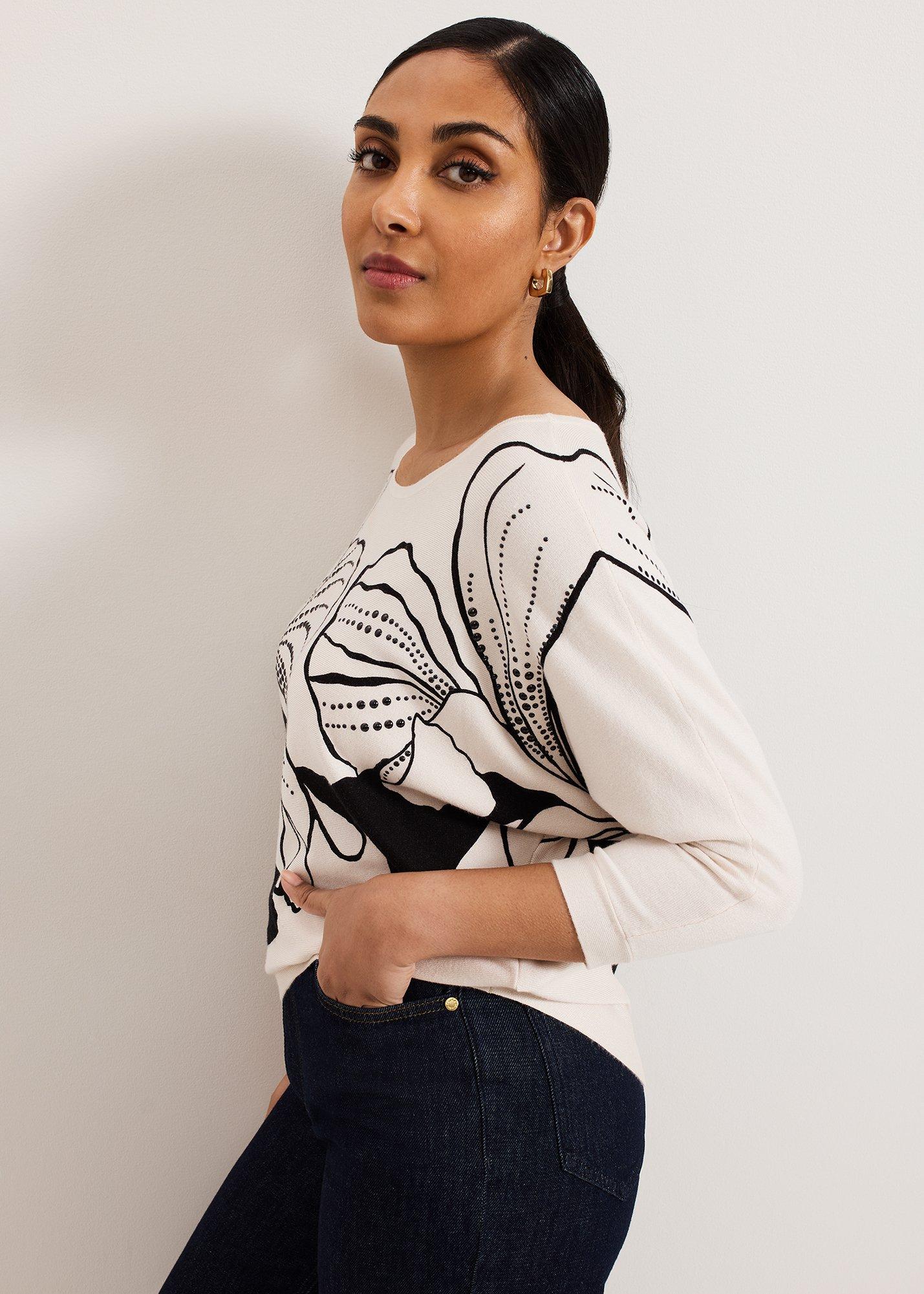 Petite Poppie Print Studd Batwing Top