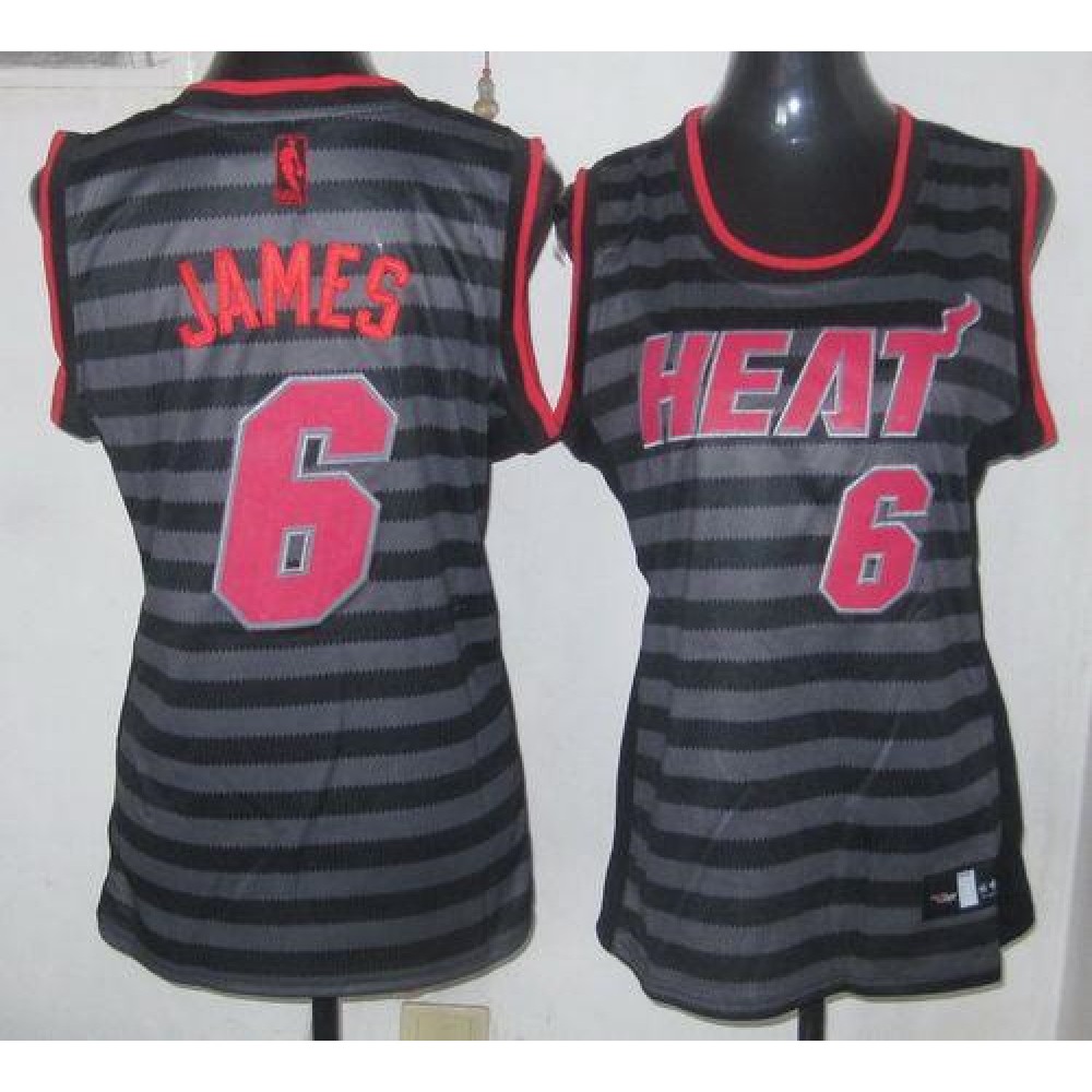 Heat #6 LeBron James Black/Grey Women's Groove Stitched NBA Jersey