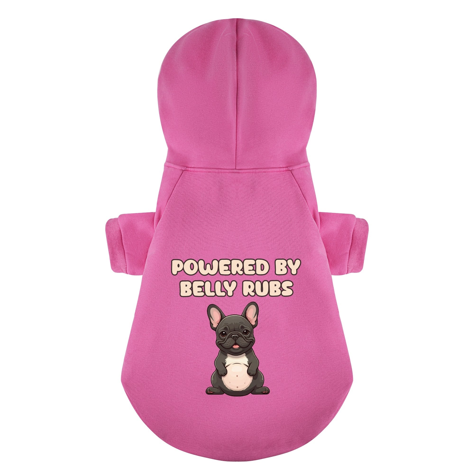 Powered By Belly Rubs - Bulldog Inspired Personalized French Bulldog Hoodies With Funny Quotes – Stylish, Cozy, And Premium 100% Cotton Indoor Comfort