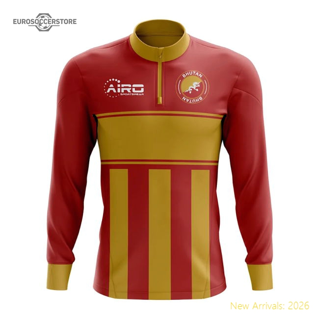 Bhutan Concept Football Half Zip Midlayer Top (red-orange)