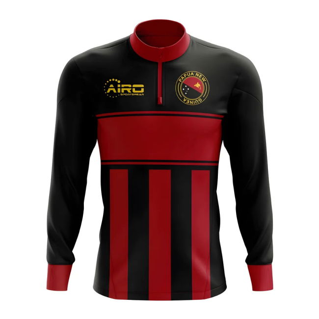 Papa New Guinea Concept Football Half Zip Midlayer Top (Black-Red)