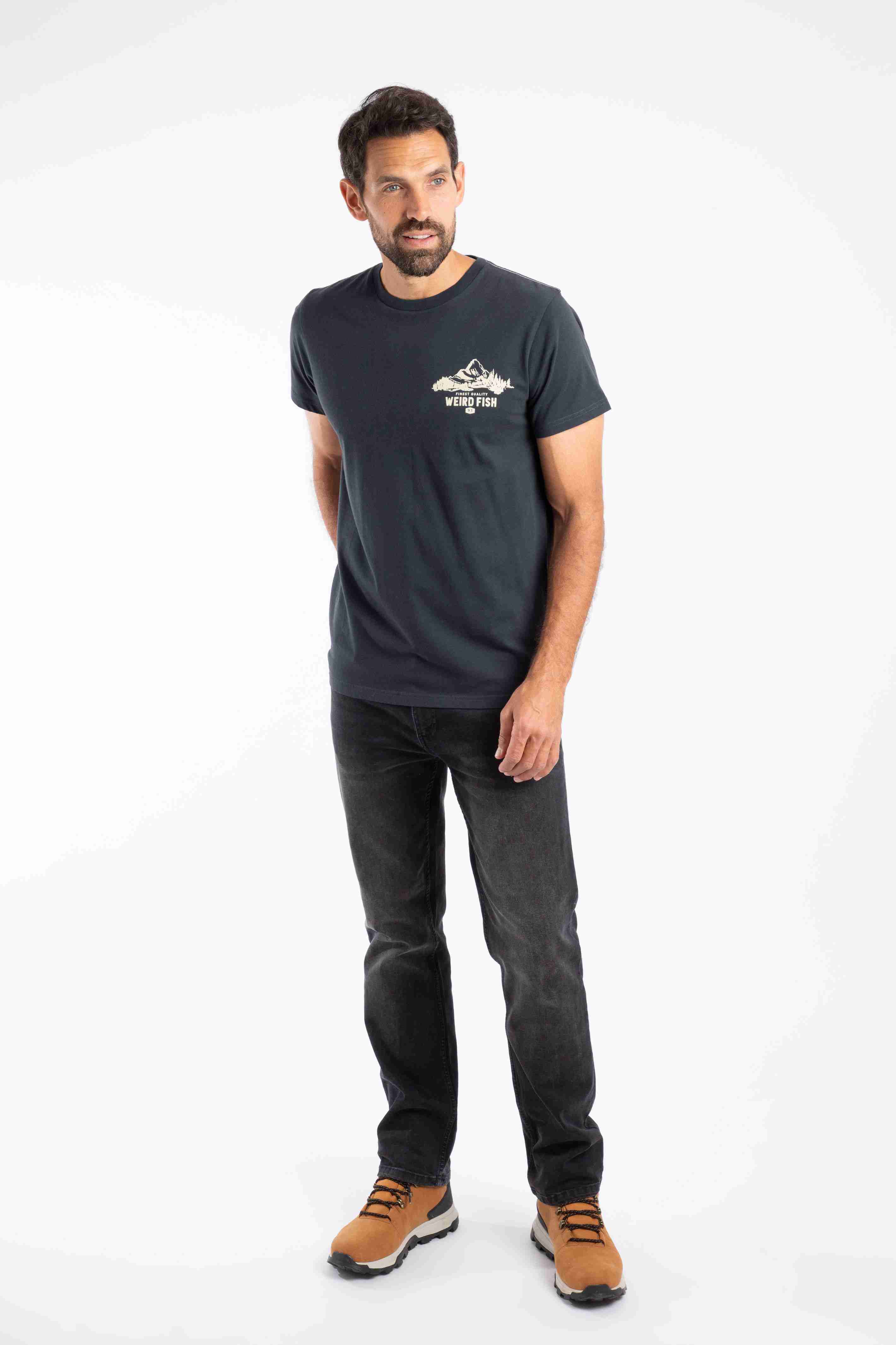 Mountain Valley Back Print Graphic T-Shirt Navy