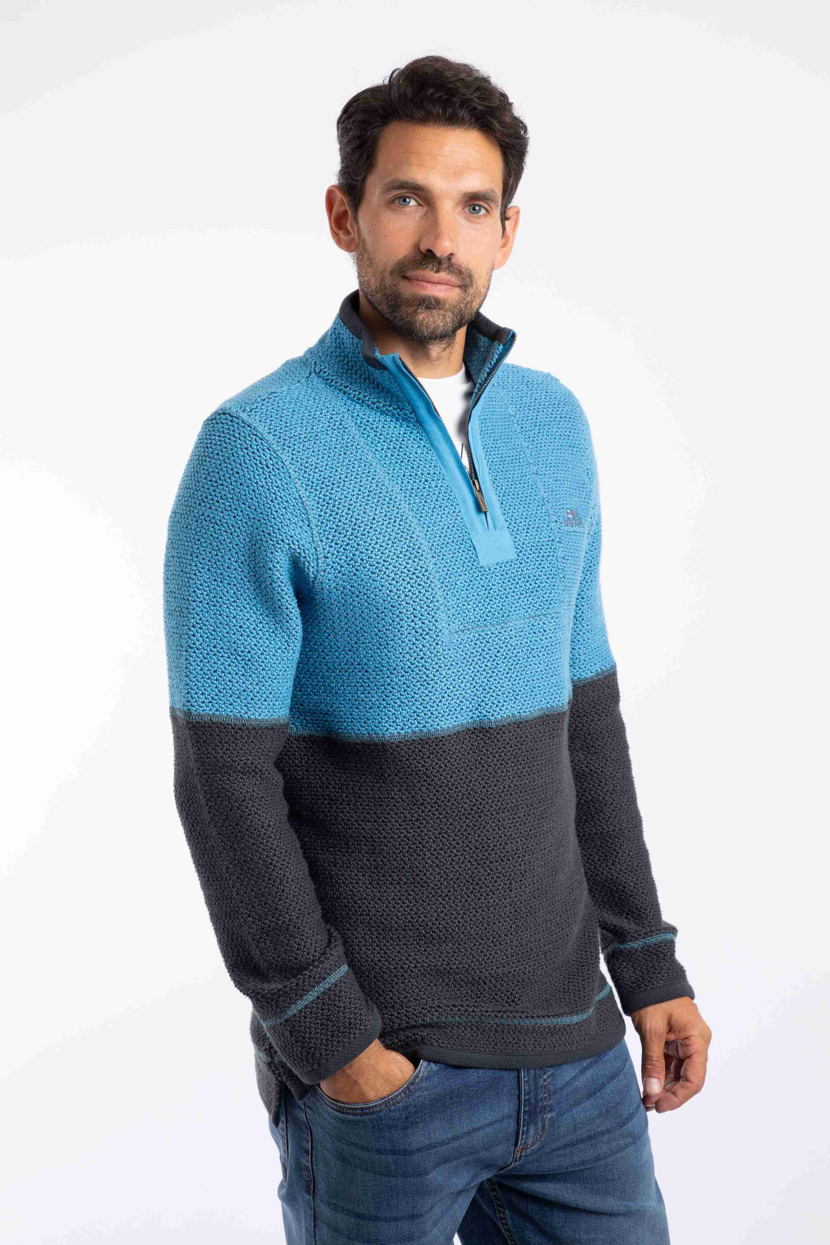 Kielder 1/4 Zip Limited Edition Macaroni Sweatshirt Pacific Blue