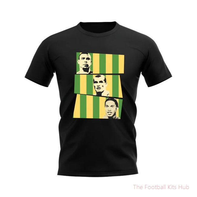 Ronaldo Rivaldo Ronaldinho Brazil Trio T-Shirt (Black)