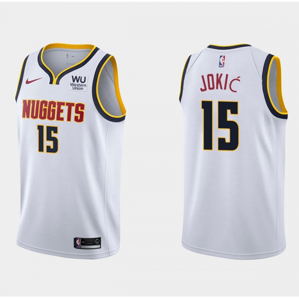 Elite Jersey Denver Nuggets Nikola Jokic15 - White - Fan Favorite