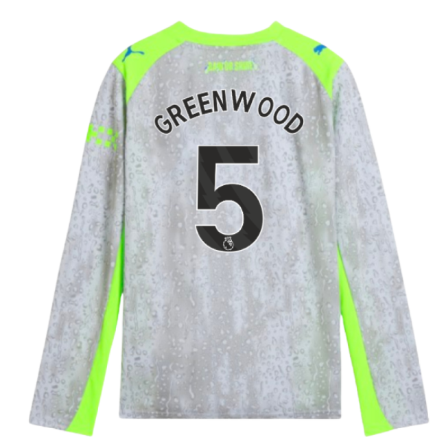 New Breathable Man City Third Game Jersey (Greenwood 5) (Kids)