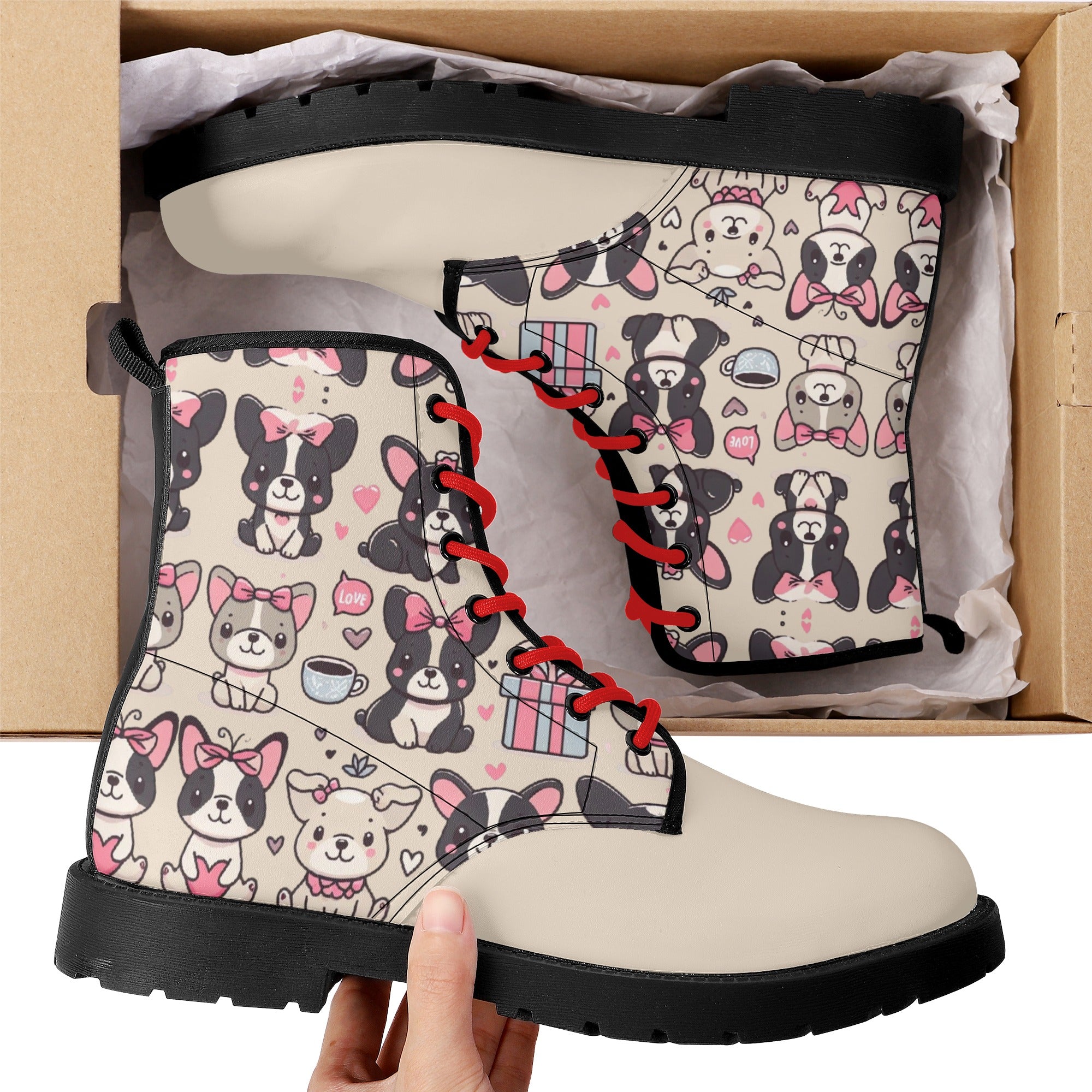 French Bulldog Hazel Leather Boots Useful Frenchie Gear