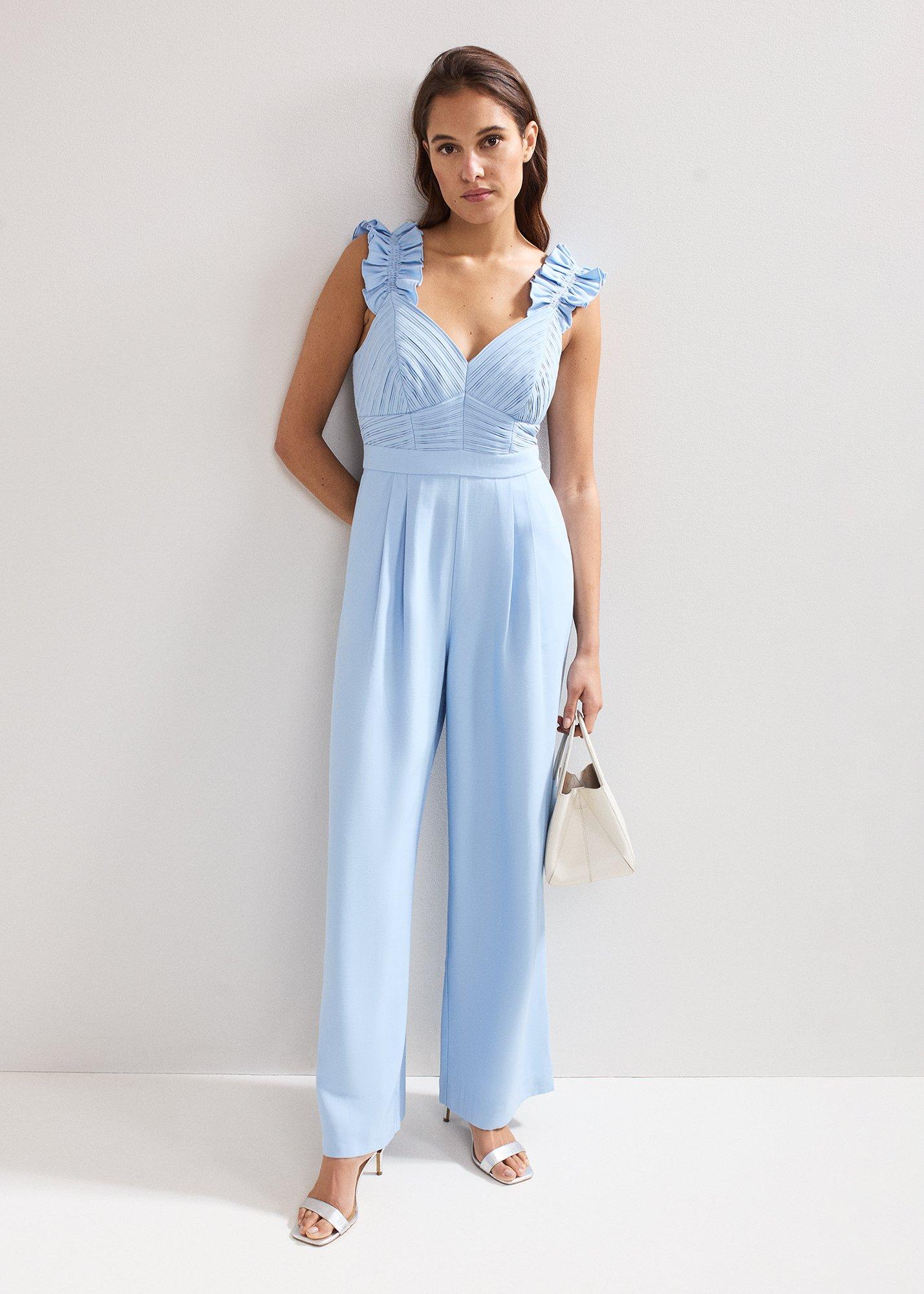 Moira Blue Ruffle Sleeve Jumpsuit