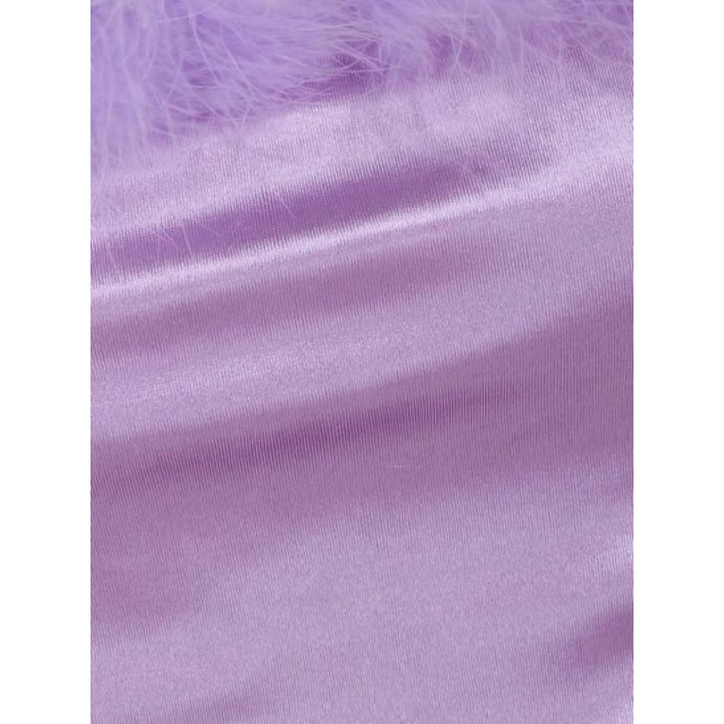 Satin Solid Color Zip Back Faux Fur Corset Top BF1054