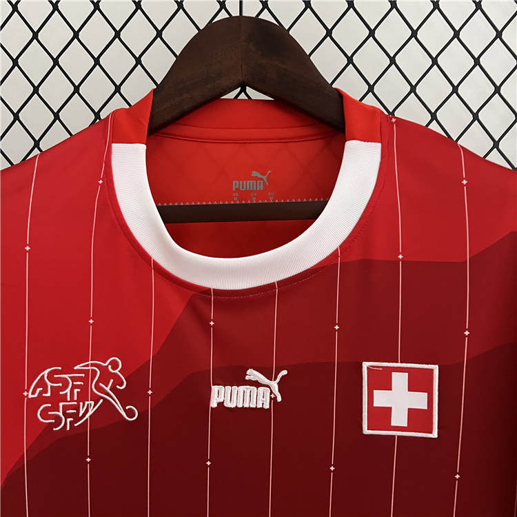 Quick Dry UEFA Euro 2024 SwitzerlandSuisse Home Red Soccer Jersey